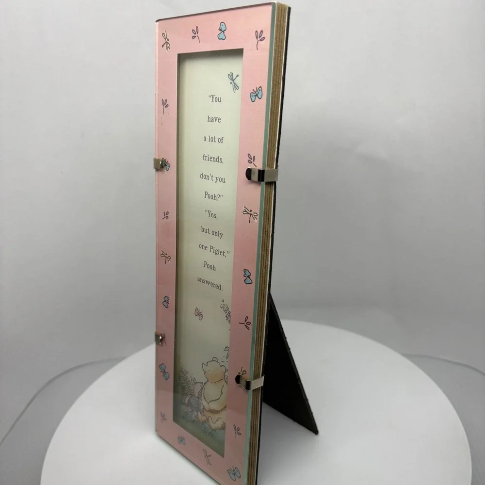 Winnie the Pooh Piglet Pink Picture Frame‎ Photo Display Quote Butterflies